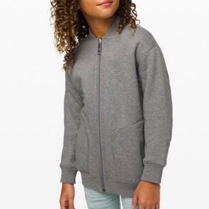 Like New Ivivva by Lululemon Sherpa Furever Bomber Jacket Gray, Girls 14